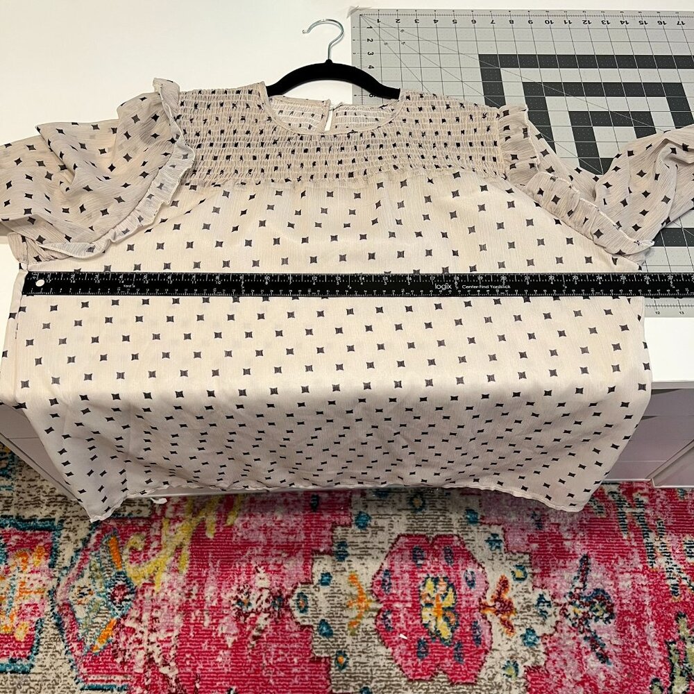 Ivory Smocked Ruffle Shoulder Long Sleeve Lightweight Blouse (2X) SO CUTE! - Picture 11 of 13